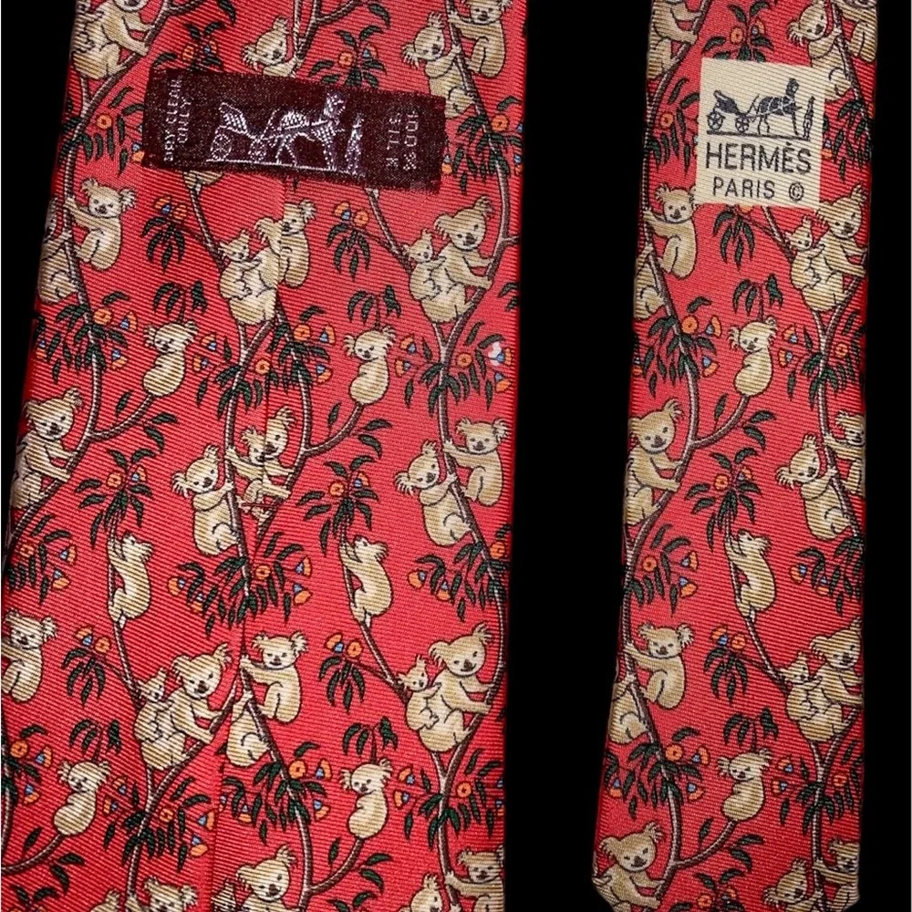 HERMES Silk Neck Tie. Koalas 🐨🐨 - Picture 2 of 6